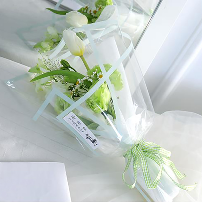 MYHC-15 Carta da regalo per fiori in plastica con bordo monocromatico trasparente