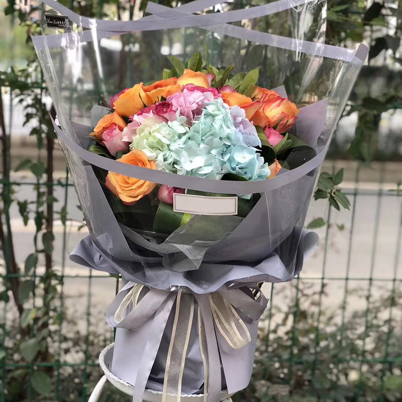 MYHC-16 Carta da regalo per fiori in plastica OPP con bordo trasparente