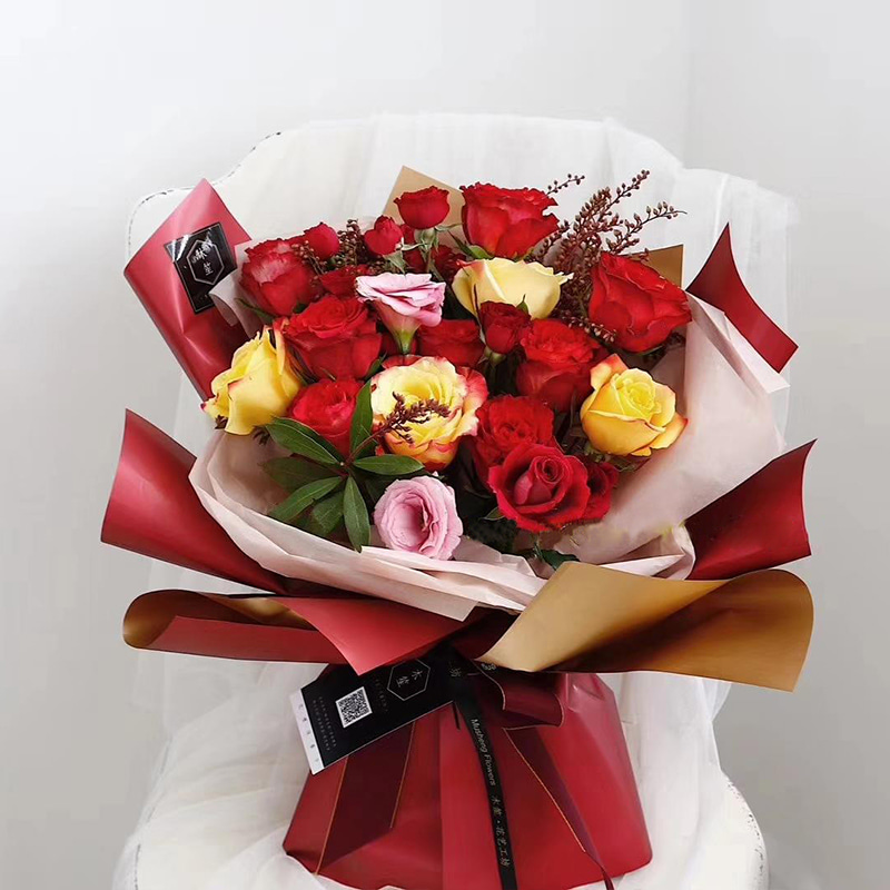MYHC-17 Carta da regalo per fiori con pellicola perlescente, bicolore, oro flash su un lato, bicolore su un lato