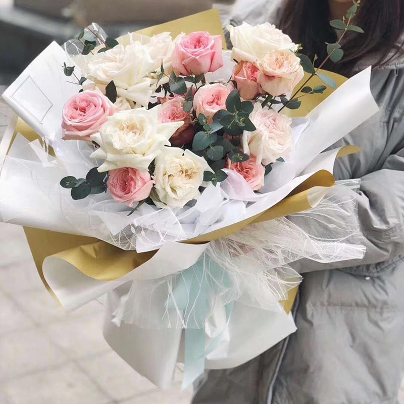 MYHC-17 Carta da regalo per fiori con pellicola perlescente, bicolore, oro flash su un lato, bicolore su un lato