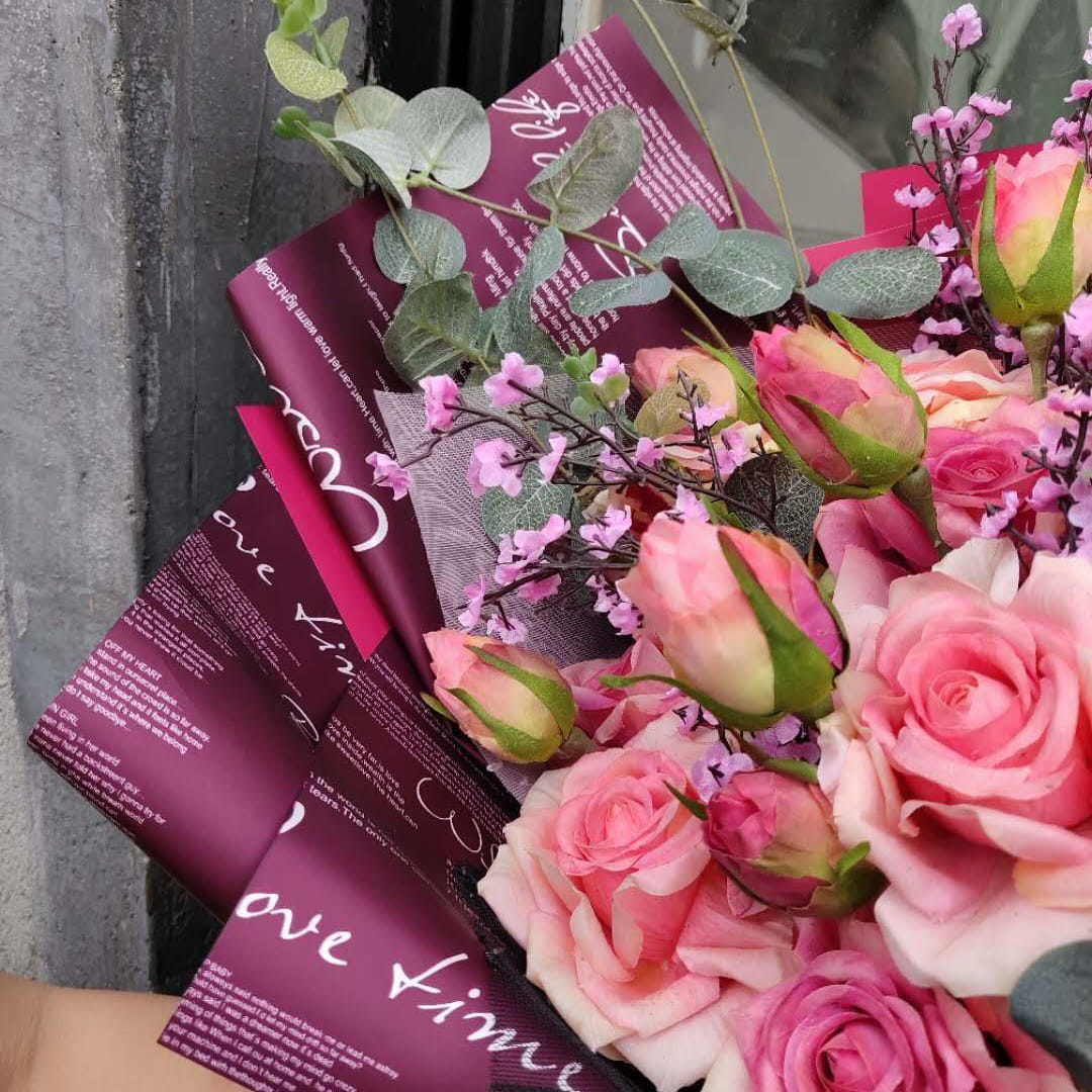 MYHC-20 Carta da regalo per fiori con pellicola perlata in carta Ouya con decorazione inglese