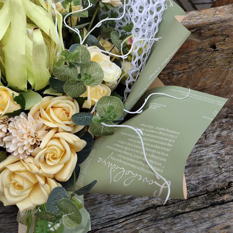 MYHC-20 Carta da regalo per fiori con pellicola perlata in carta Ouya con decorazione inglese