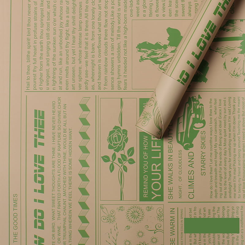 MYHC-21 Carta da regalo con fiori in pelle di vacchetta stile giornale retrò