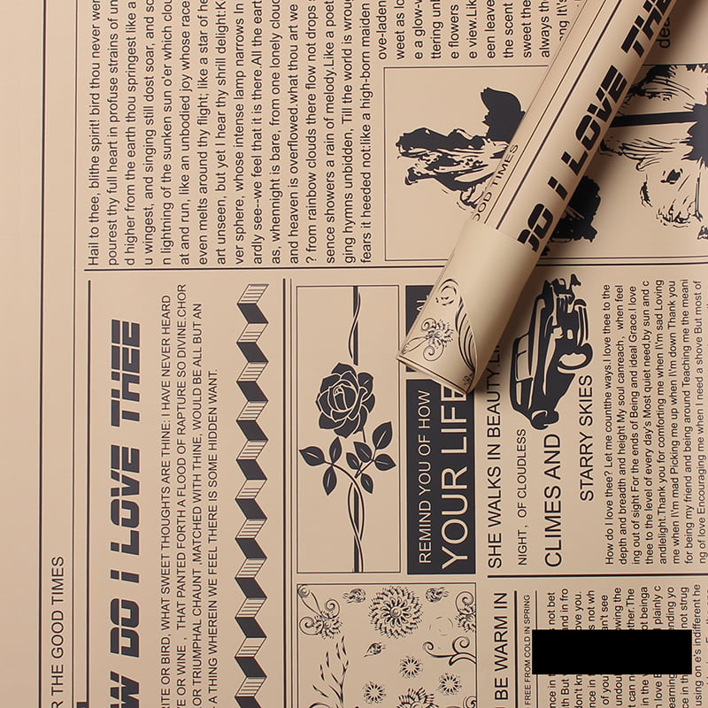 MYHC-21 Carta da regalo con fiori in pelle di vacchetta stile giornale retrò