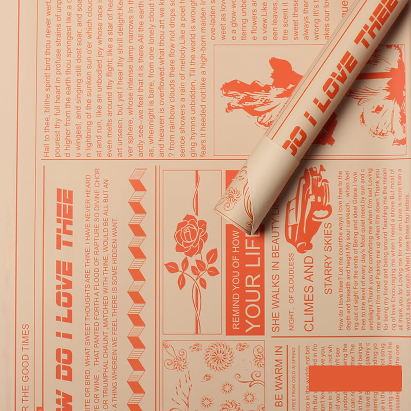 MYHC-21 Carta da regalo con fiori in pelle di vacchetta stile giornale retrò