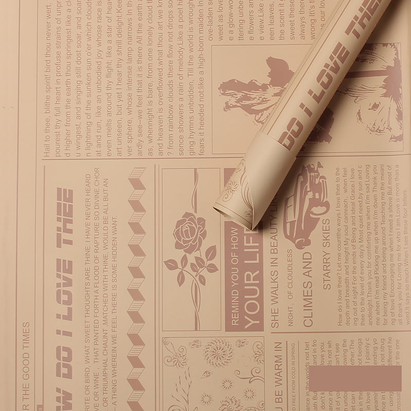 MYHC-21 Carta da regalo con fiori in pelle di vacchetta stile giornale retrò