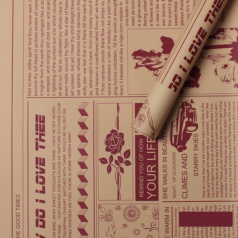 MYHC-21 Carta da regalo con fiori in pelle di vacchetta stile giornale retrò