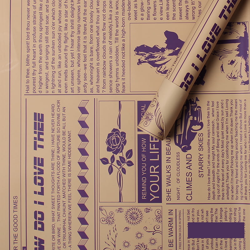 MYHC-21 Carta da regalo con fiori in pelle di vacchetta stile giornale retrò