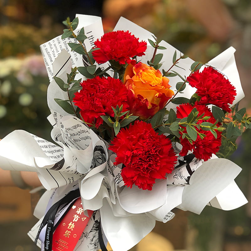 MYHC-21 Carta da regalo con fiori in pelle di vacchetta stile giornale retrò