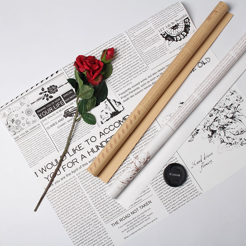 MYHC-21 Carta da regalo con fiori in pelle di vacchetta stile giornale retrò