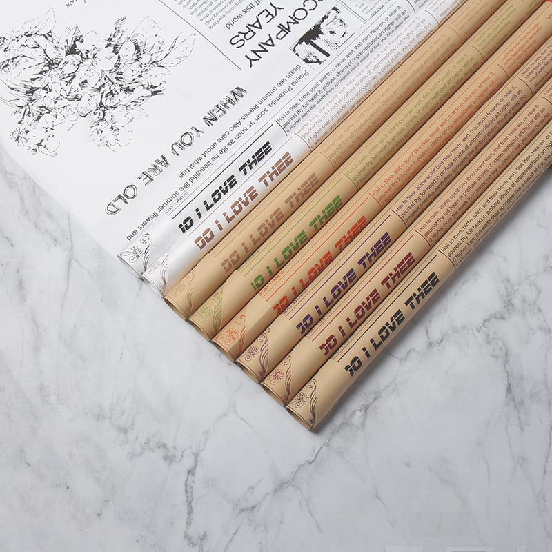 MYHC-21 Carta da regalo con fiori in pelle di vacchetta stile giornale retrò