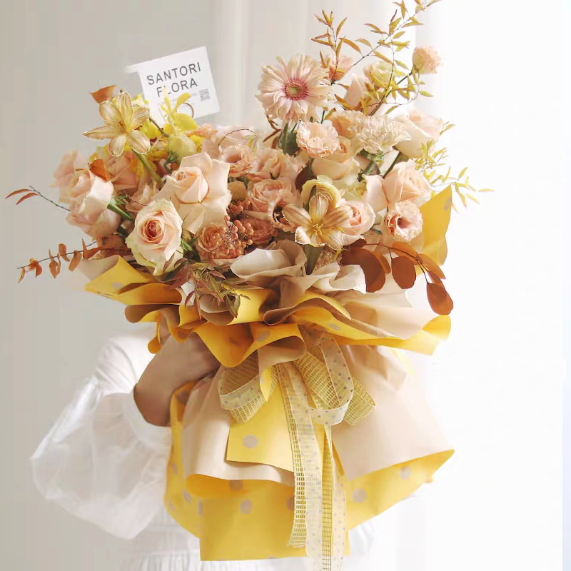 MYHC-24 Carta da regalo con fiori in cotone a pois su un lato