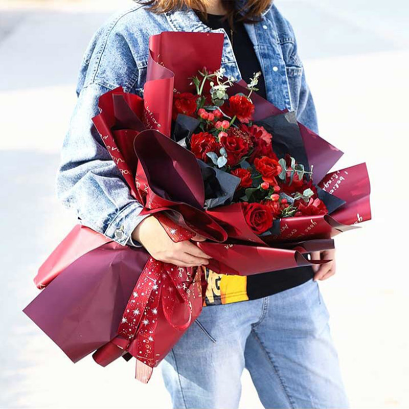MYHC-26 Carta da regalo con fiori in pelle di vacchetta con decorazione inglese cucita in oro su un lato