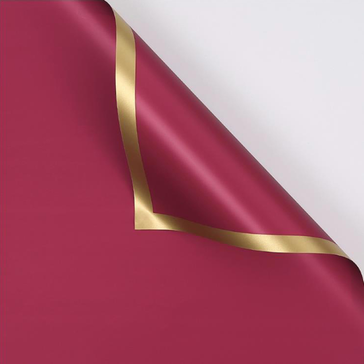 Carta da regalo per fiori con pellicola perlescente solida MYHC-27 con bordo dorato