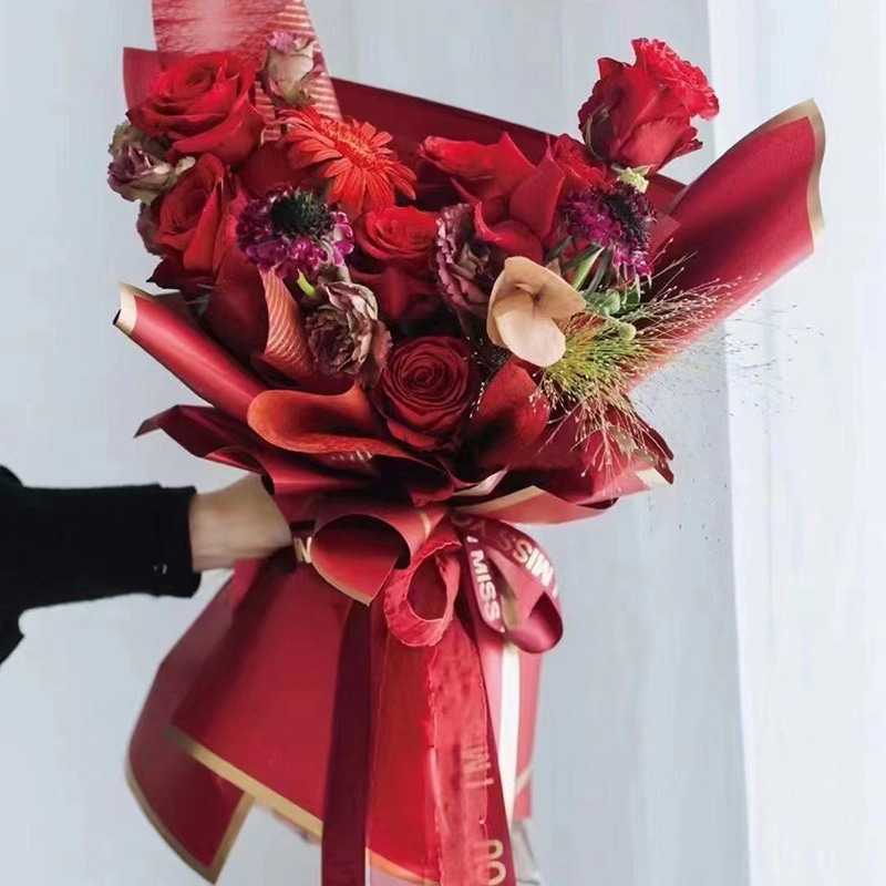 Carta da regalo per fiori con pellicola perlescente solida MYHC-27 con bordo dorato
