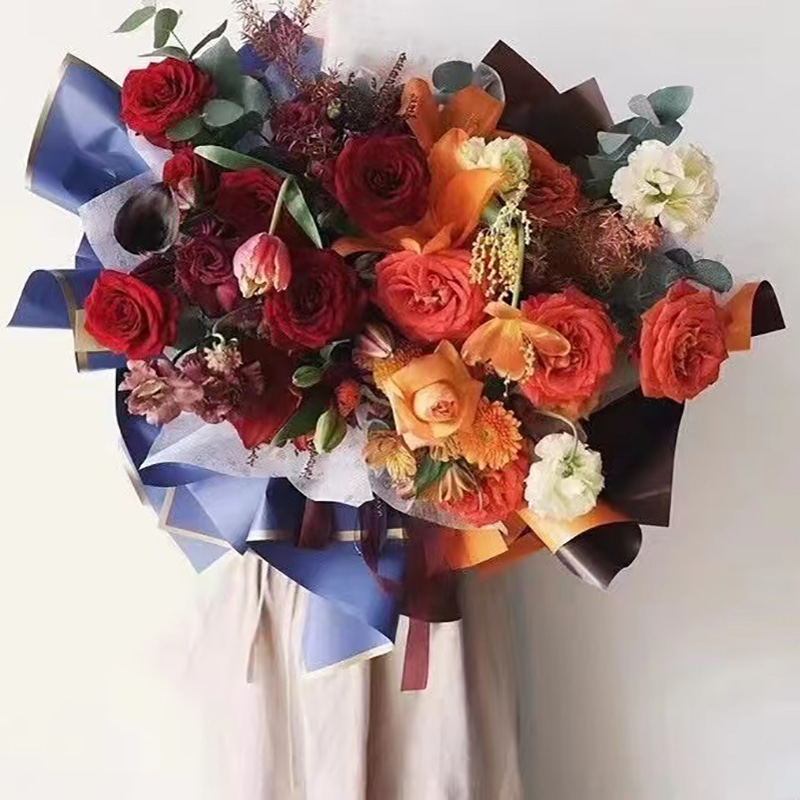 Carta da regalo per fiori con pellicola perlescente solida MYHC-27 con bordo dorato
