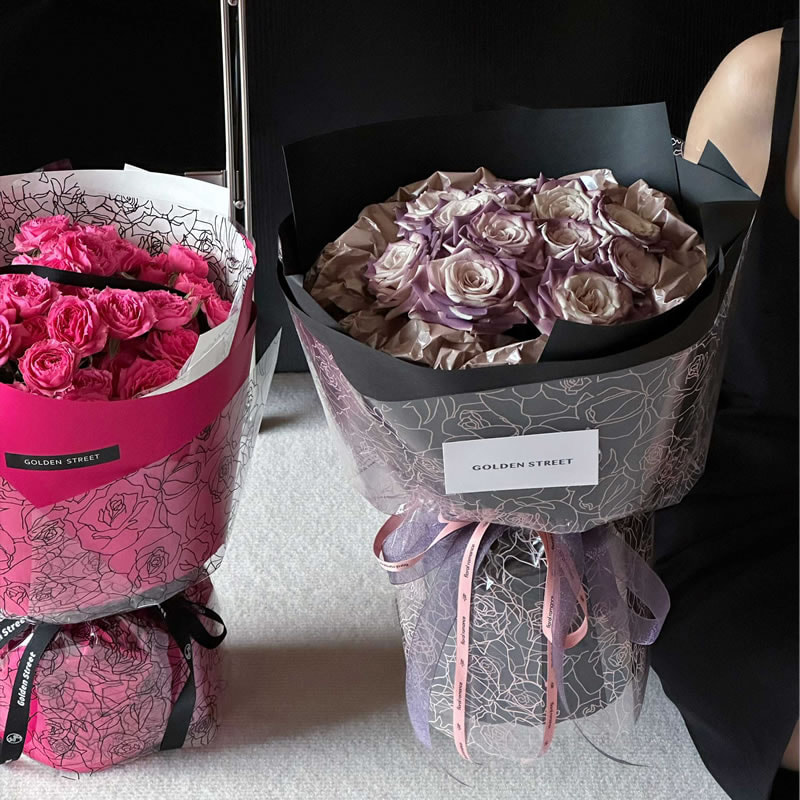 MYHC-29 Linee di rose monocromatiche Pellicola trasparente per imballaggio di fiori OPP
