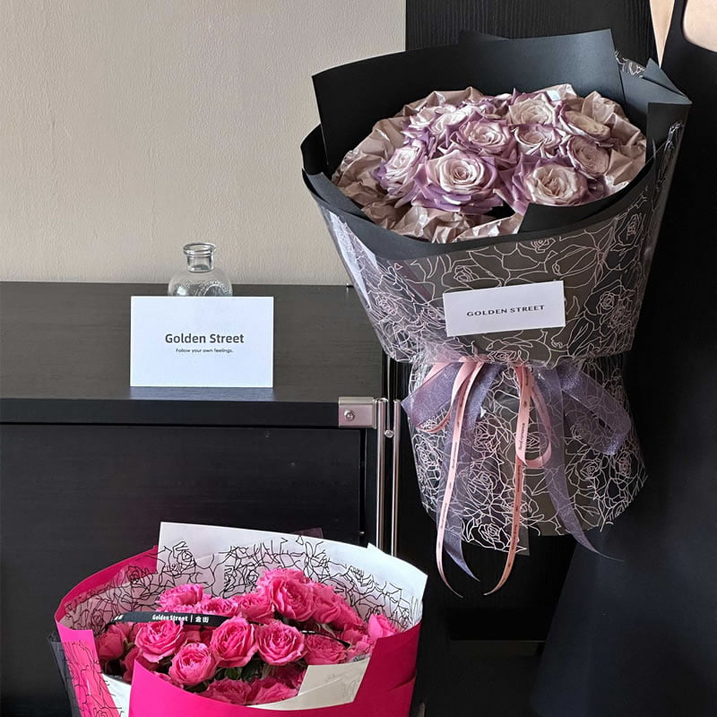 MYHC-29 Linee di rose monocromatiche Pellicola trasparente per imballaggio di fiori OPP