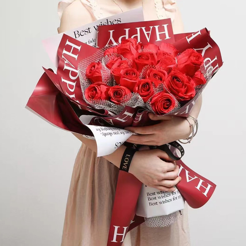 MYHC-38 INS Carta da regalo con fiori in pelle di vacchetta Bopp con sfumatura inglese