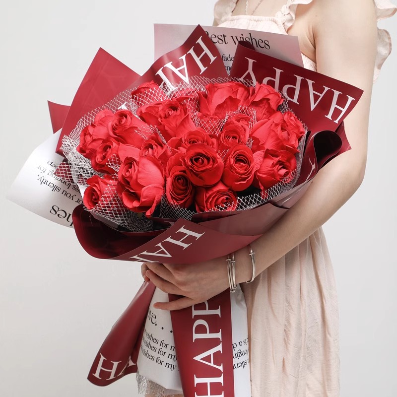 MYHC-38 INS Carta da regalo con fiori in pelle di vacchetta Bopp con sfumatura inglese
