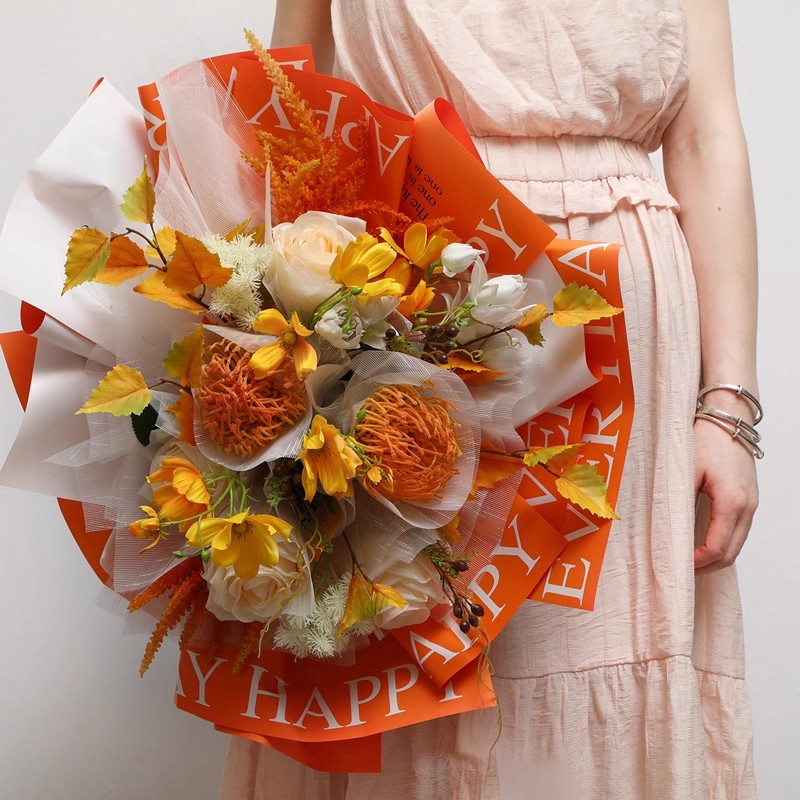 MYHC-38 INS Carta da regalo con fiori in pelle di vacchetta Bopp con sfumatura inglese