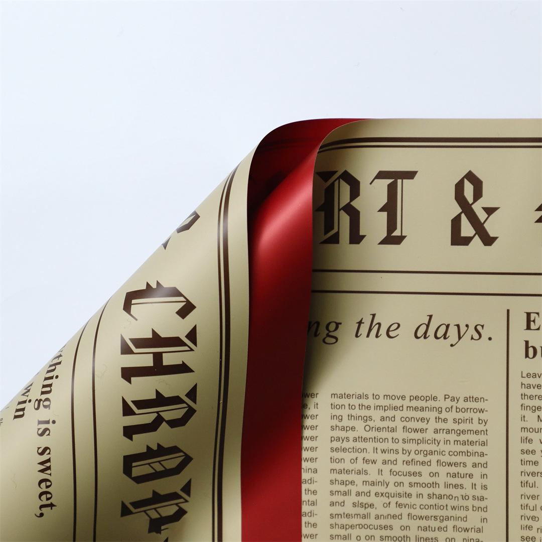 MYHC-41 Carta da regalo con fiori in pelle di vacchetta stile giornale su un lato