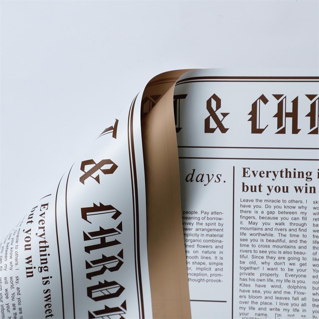 MYHC-41 Carta da regalo con fiori in pelle di vacchetta stile giornale su un lato