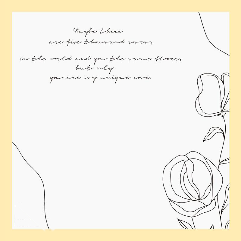 MYHC-42 Carta da regalo con fiori in cotone con bordo a contrasto in stile semplice