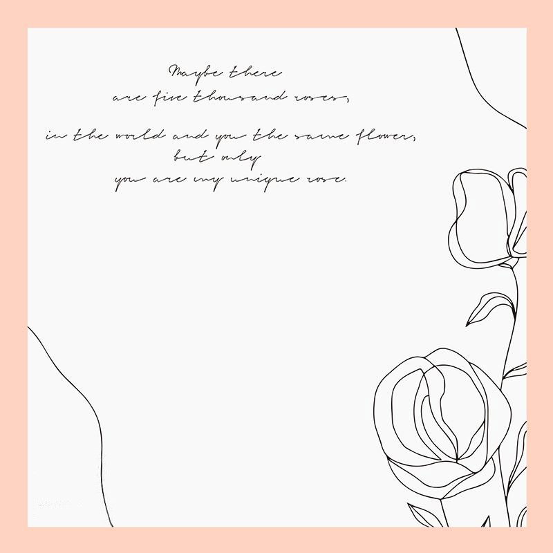 MYHC-42 Carta da regalo con fiori in cotone con bordo a contrasto in stile semplice