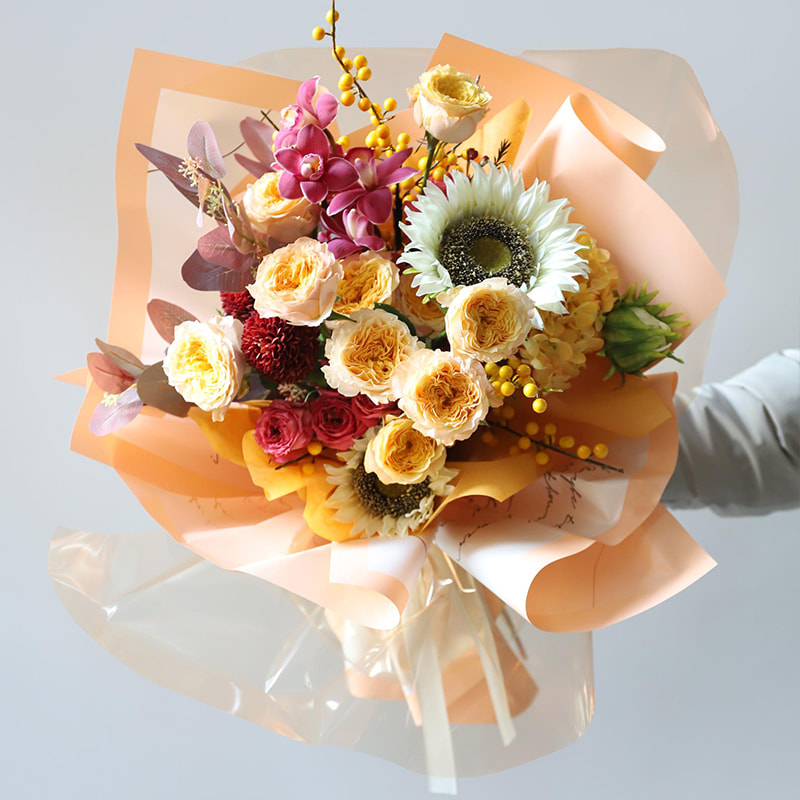 MYHC-42 Carta da regalo con fiori in cotone con bordo a contrasto in stile semplice