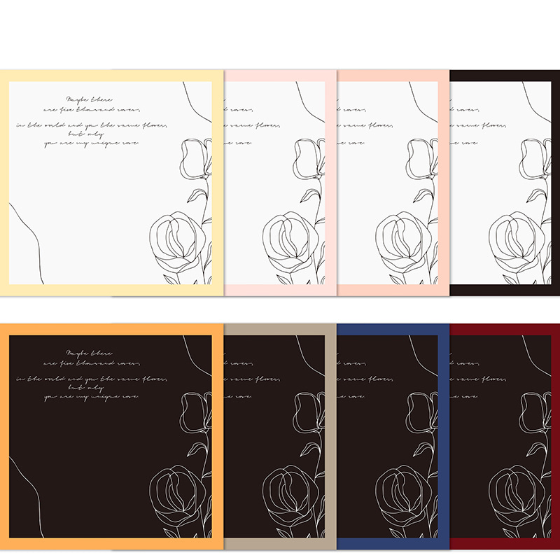 MYHC-42 Carta da regalo con fiori in cotone con bordo a contrasto in stile semplice