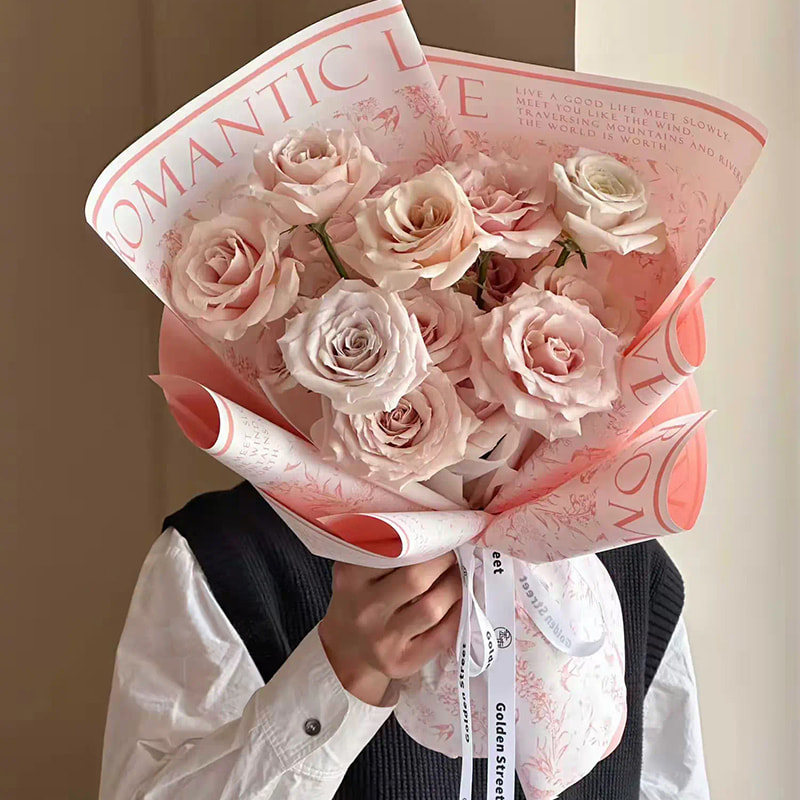 MYHC-49 Carta da regalo con fiori opachi freschi con motivo su un lato