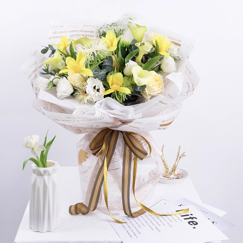 MYHC-52 Pellicola opaca dorata leggera alle erbe 57 × 57 cm (± 2 cm) Pellicola per imballaggio di fiori in plastica