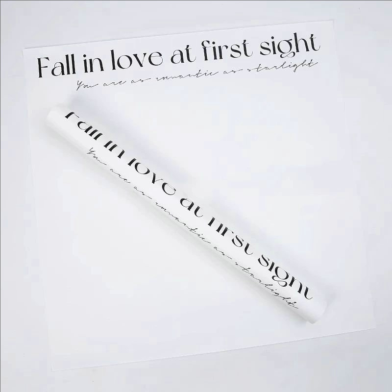 MYHC-53 Carta da regalo con fiori in plastica con decorazione inglese unilaterale Amore a prima vista
