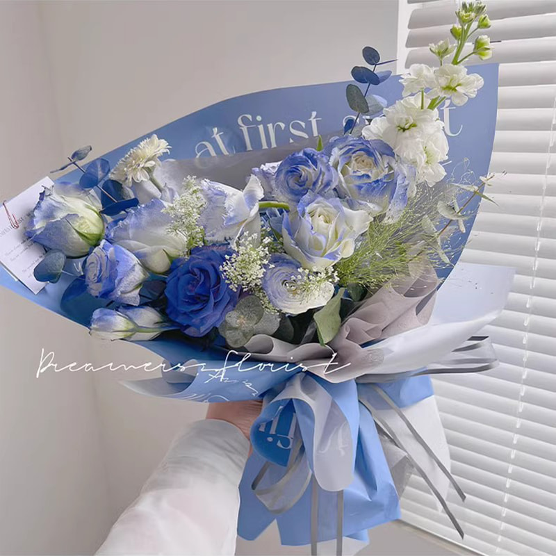 MYHC-53 Carta da regalo con fiori in plastica con decorazione inglese unilaterale Amore a prima vista