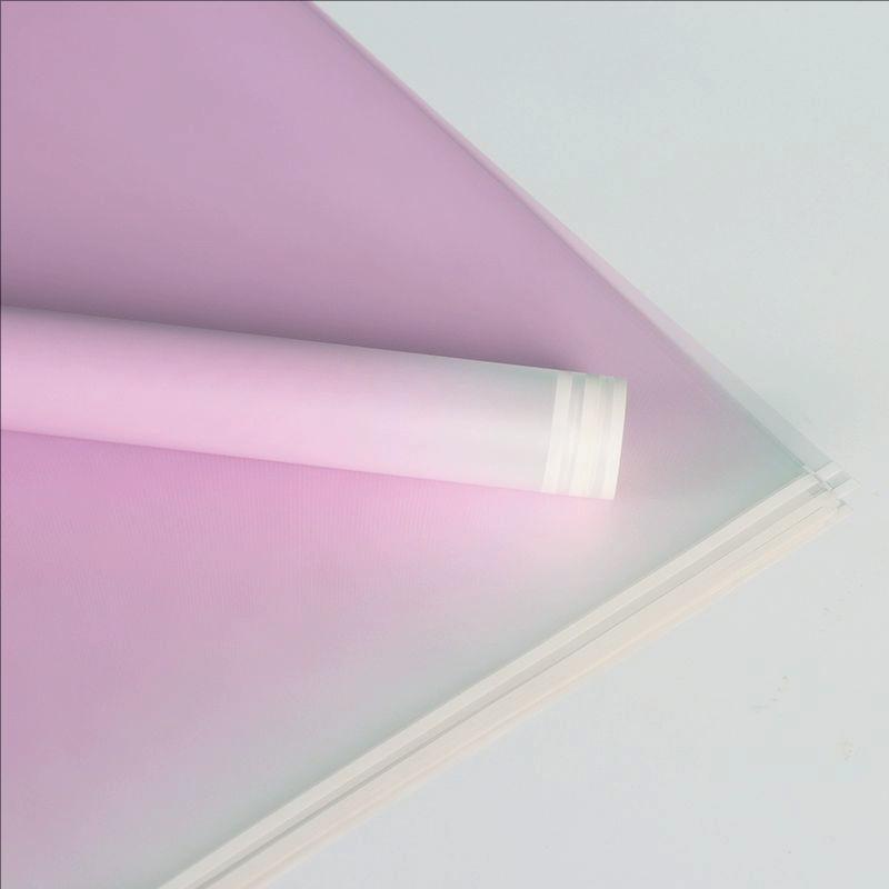 MYHC-54 Pellicola per imballaggio di fiori in plastica a colori sfumati con doppia linea bianca su un lato
