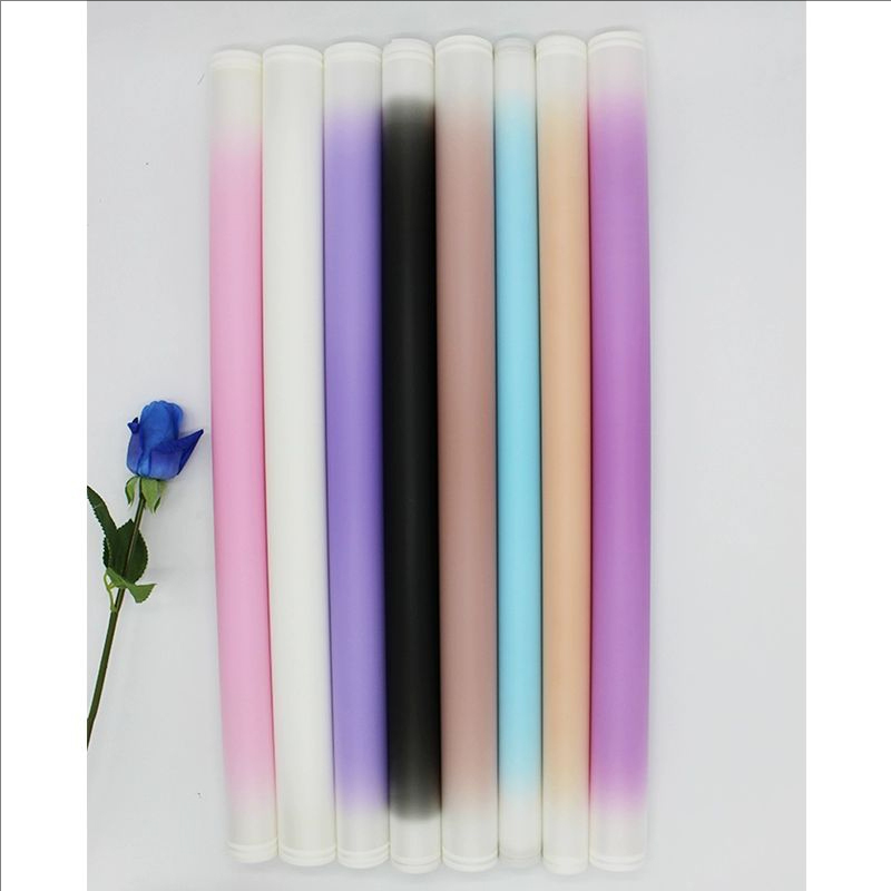 MYHC-54 Pellicola per imballaggio di fiori in plastica a colori sfumati con doppia linea bianca su un lato