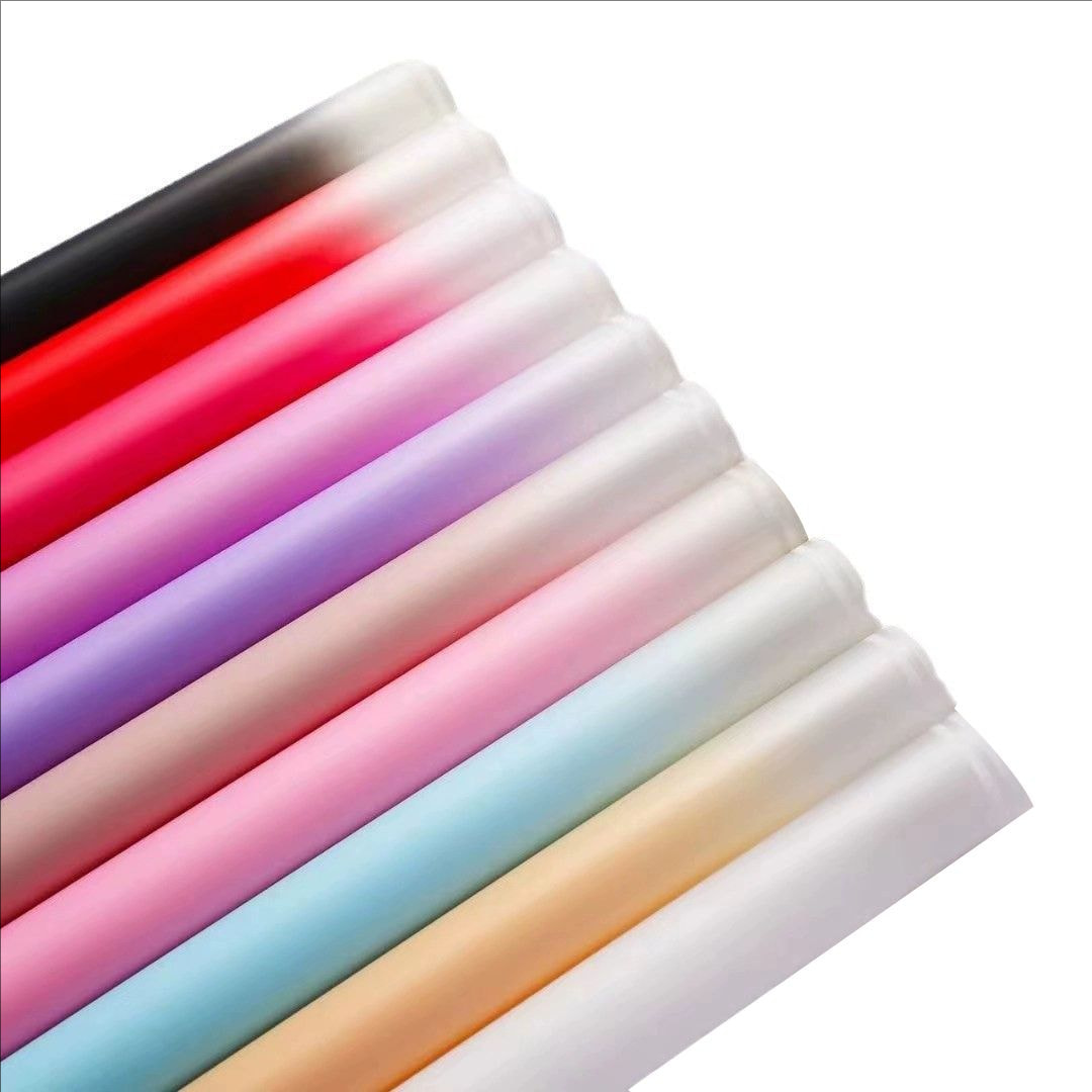 MYHC-54 Pellicola per imballaggio di fiori in plastica a colori sfumati con doppia linea bianca su un lato