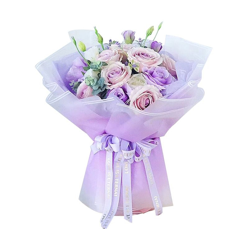 MYHC-54 Pellicola per imballaggio di fiori in plastica a colori sfumati con doppia linea bianca su un lato