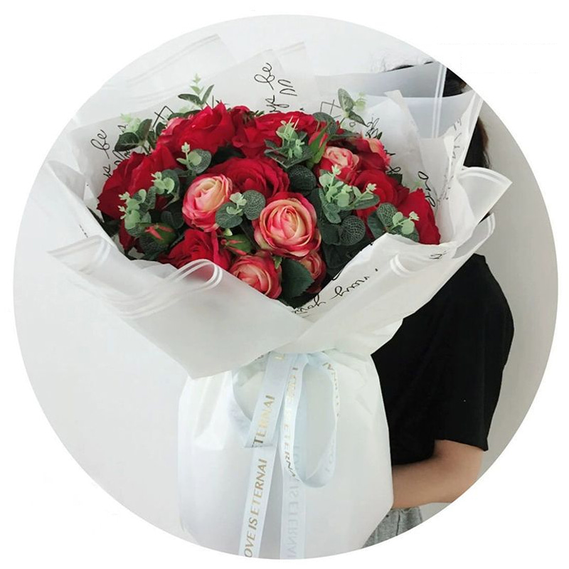 MYHC-54 Pellicola per imballaggio di fiori in plastica a colori sfumati con doppia linea bianca su un lato