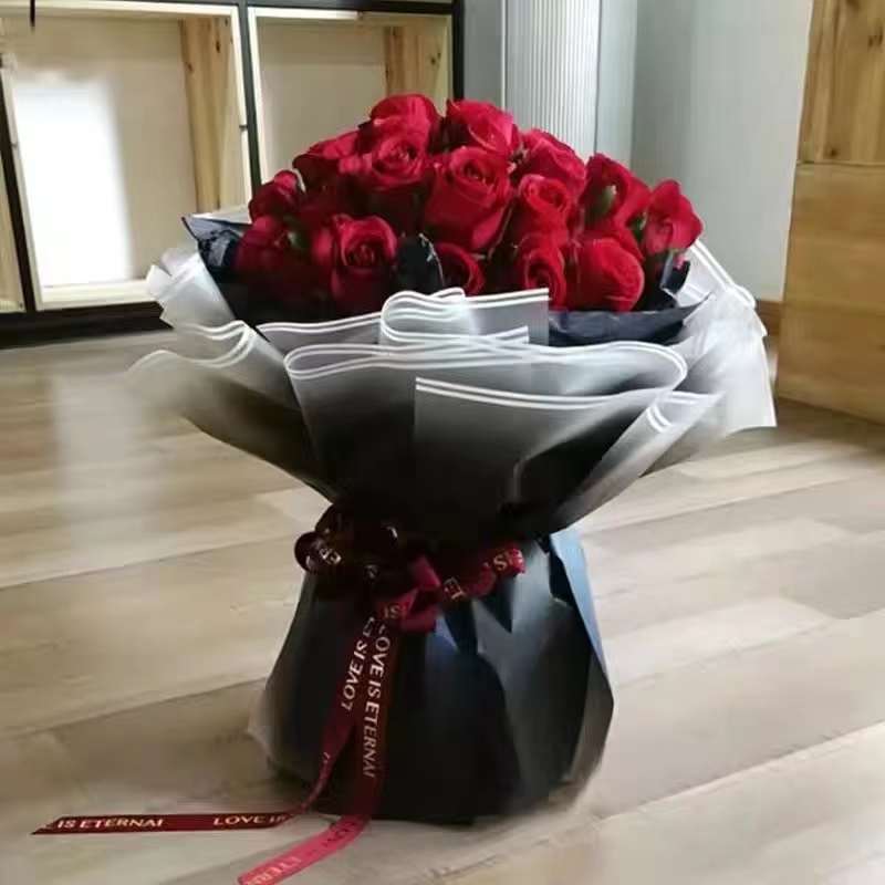 MYHC-54 Pellicola per imballaggio di fiori in plastica a colori sfumati con doppia linea bianca su un lato