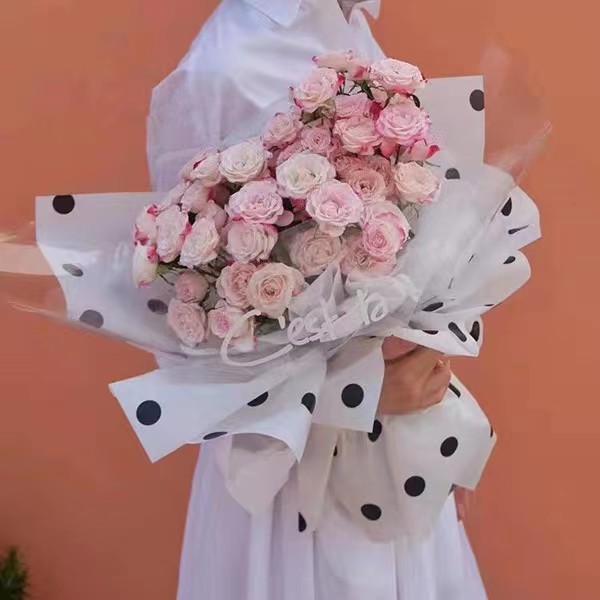 Carta da regalo con fiori in cotone foderato a pois MYHC-58