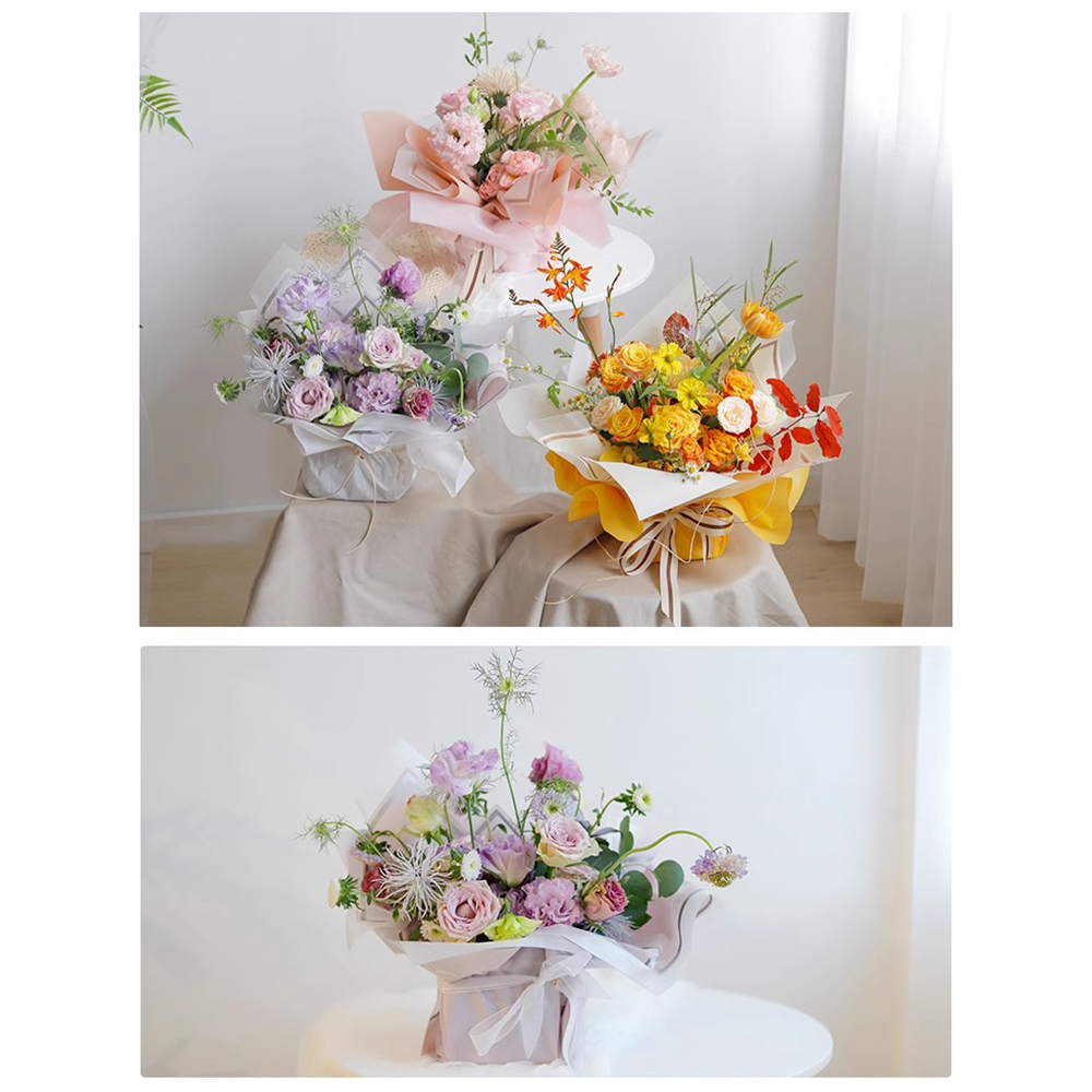 MYHC-61 Bordo bianco con pellicola opaca con bordo dorato Carta da regalo con fiori opachi