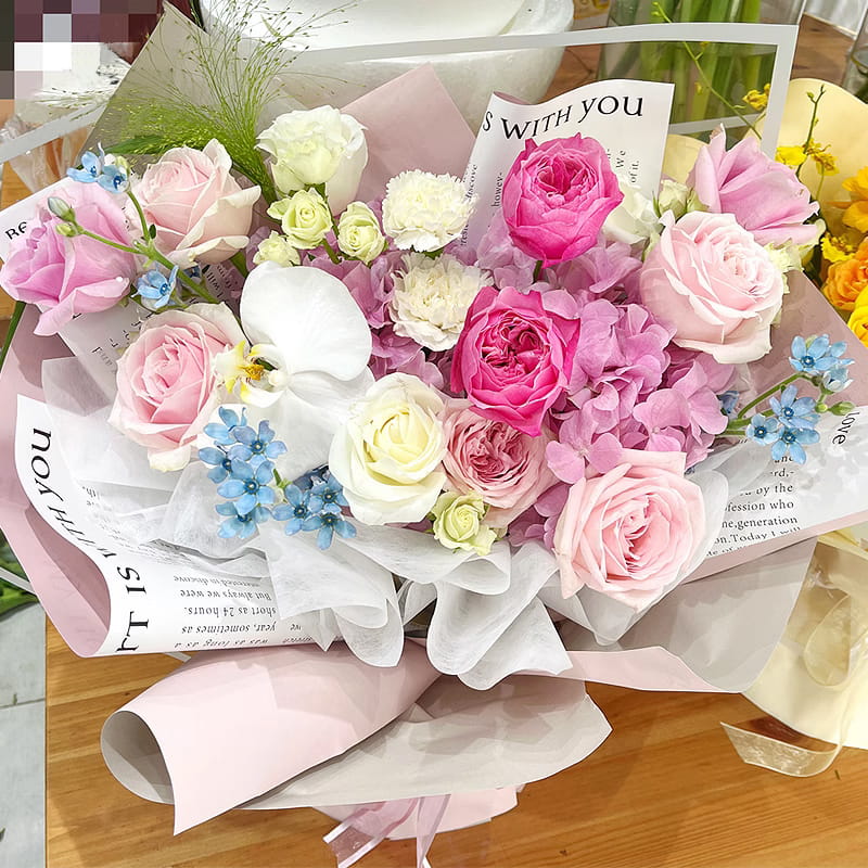 MYHC-64 Giornale inglese bianco su un lato, pellicola perlescente, pellicola per imballaggio di fiori in pelle di vacchetta