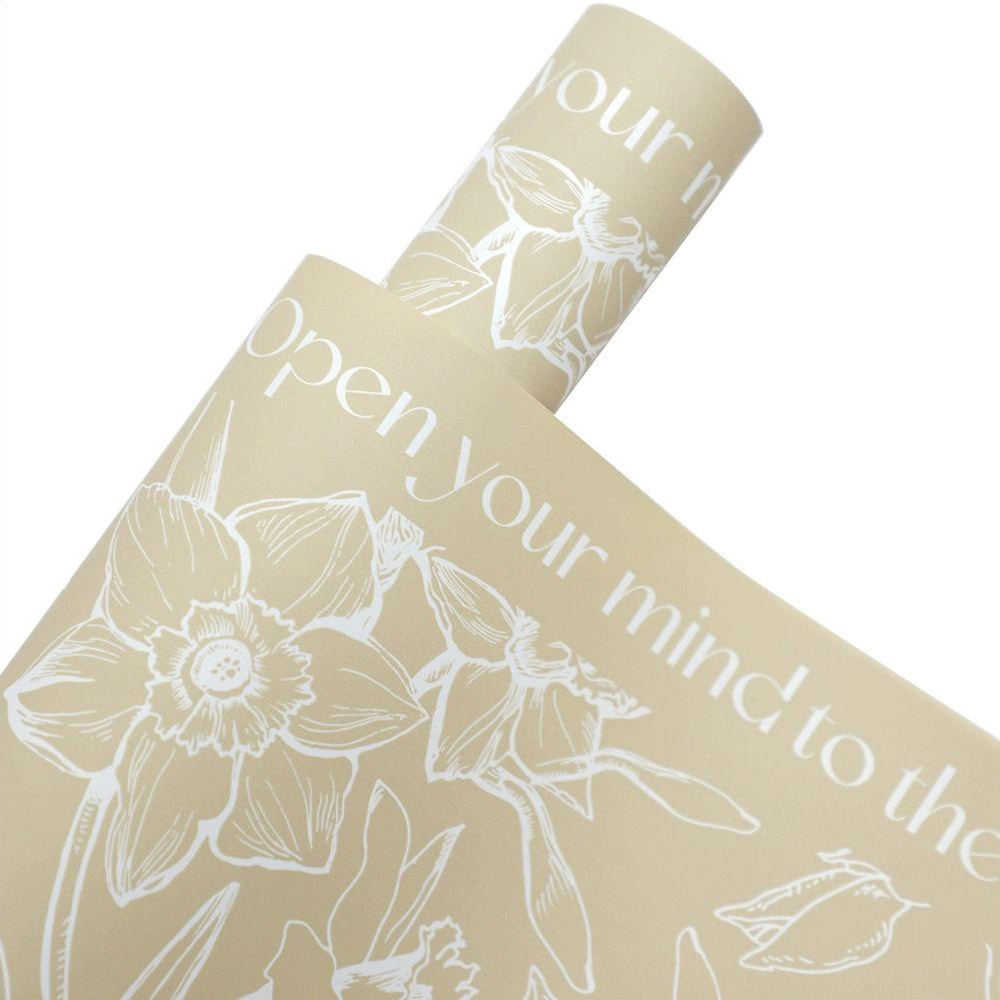 MYHC-77 Daffodils Lines Bopp Carta da regalo per fiori con pellicola perlescente