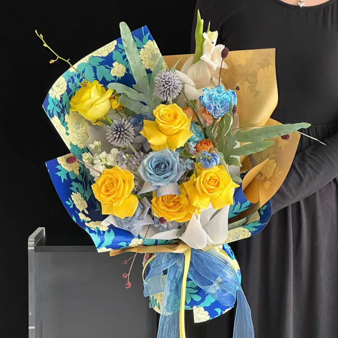 MYHC-78 Carta da regalo per fiori con pellicola perlescente in stile cinese con bordo dorato