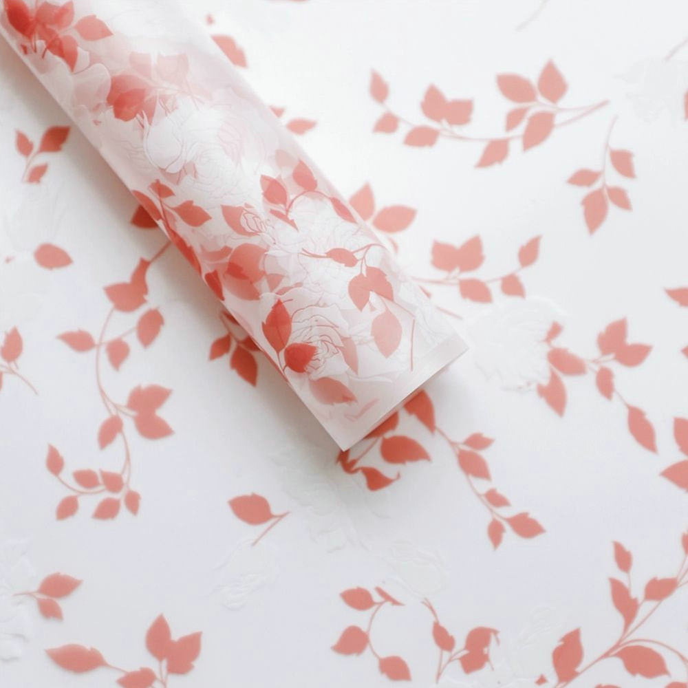 MYHC-79 Pellicola per imballaggio di fiori trasparente, bicolore, con stampa di rose
