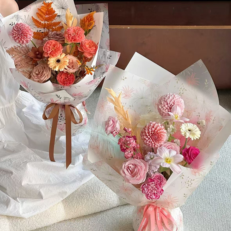 MYHC-80 Carta da regalo per fiori in pellicola trasparente con linee semplici per piante