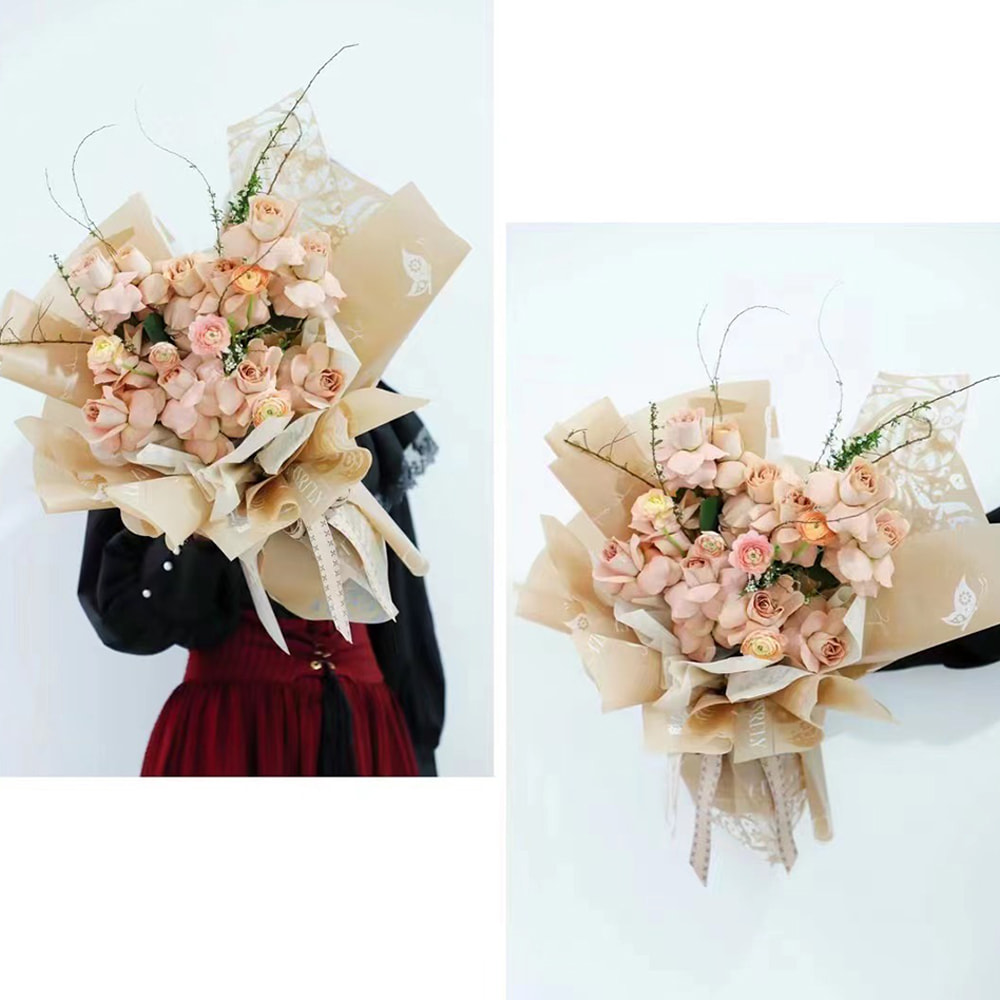 Carta Nossa per confezione di bouquet impermeabile con rivestimento su un lato e design con stampa a farfalla scavata