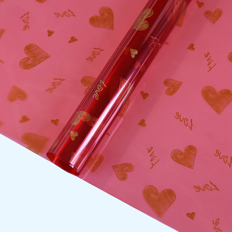 Carta da imballaggio floreale con stampa d'amore, patinata su un lato, ispessita, impermeabile